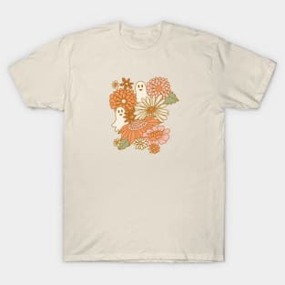 70s Boo Floral - Peachy Pink T-Shirt